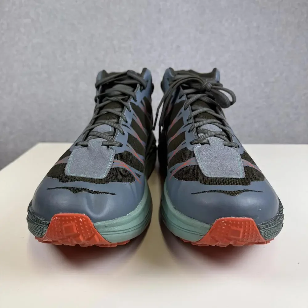 Hoka One One Speedgoat Mid WP Trail Grey Green Blue Men 14 NO INSOLES